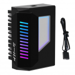 ATX 24 kontaktų į 180 laipsnių maitinimo ki&scaron;tuko adapteris su begalybės veidrodžio ARGB ap&scaron;vietimu, moteri&scaron;kas į vyri&scaron;ką maitinimo adapteris, 24 kontaktų kampinis adapteris juoda
