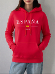 Ispanija Ispanijos Vėliavos Spausdinimo Hoodies Moterims Žieminiai Vilnos &Scaron;ilti Palaidinukai Pagrindiniai Elementai Ki&scaron;enė Megztinis Su Gobtuvu Patogūs Laisvi Moteri&scaron;ki Drabužiai M red