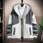 Rudens ir žiemos didelio dydžio mados plius Velvet Thick laisvalaikio striukė su gobtuvu 8XL pilka