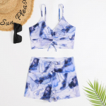 Dviejų dalių maudymosi kostiumėlis Multi-Color Boxer Konservatyvus spausdintas maudymosi kostiumėlis L