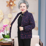 Vyresnio amžiaus moterų žieminė striukė rudens aksominė mama vir&scaron;utiniai drabužiai &scaron;ilta medvilnė pamink&scaron;tinta striukė plius dydžio žieminė laisva medvilnė XL tamsiai mėlyna spalva