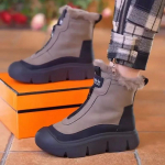 Madingi moteri&scaron;ki batai 2025 m. Nauji žiemos stori padai Sniego batai Moteri&scaron;ki pliu&scaron;iniai &Scaron;ilti Neslystantys Nauji medvilniniai batai Platforma Laisvalaikio Sportiniai Ankle Boots 41 pilka spalva