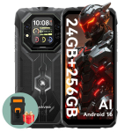 Blackview ROCK 1 Patvarus dviejų ekranų 6,56'+2,01' AI i&scaron;manusis telefonas, 15000 mAh baterija, 24 GB RAM 256 GB ROM, Helio G81, 180 Hz, IP69K/IP68 atsparumo vandeniui įvertinimas with a phone case