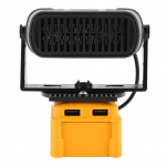 Ergonomi&scaron;kas &scaron;ildytuvas, tinkantis DCB208 Li-jonų baterijai, i&scaron;manusis pastovios temperatūros elektrinis mažas &scaron;ildytuvas, 200W, 2 lygių reguliuojamas geltona