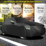 190T vandeniui atsparus pilnas automobilio dangtis, skirtas Ford Mustang Dust Rain Snow Apsauga nuo bet kokio oro dulkių, atspari įbrėžimams juoda juoda
