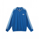 Adidas Originals SS23 Adicolor 70-ųjų Retro serija Spalvų blokas Dryžuotas logotipas Spausdinimas Sportinis džemperis su apvalia i&scaron;kirpte Vyri&scaron;kas džemperis Mėlynas IP6989 XXL