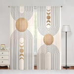 2 vnt. Boho geometrinio mėnulio fazių ra&scaron;to užuolaidos, skirtos blokuoti &scaron;viesą, auk&scaron;čiausios kokybės medžiaga, tinkamos svetainei, miegamojo 24x59in(60x150CM)x2&Rod Pocket