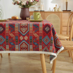 Storas medvilnės ir lino staltiesė Amerikieti&scaron;ko retro stiliaus Bohemi&scaron;ka Etninė Geometrinė Žakardinė Valgomojo Stalo Dangalas 60*60cm brown