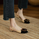 Moteris Pavasarinis laisvalaikio kvadratinis pir&scaron;tas Žemas mink&scaron;tas padas Batai Lolita Balerina Raudoni Butai Moteri&scaron;ka Eleganti&scaron;ka prancūzi&scaron;ka retro sagtis Mary Janes 40 chaki
