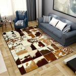 Kaimi&scaron;ko stiliaus karvės odos ra&scaron;to kilimas svetainei, miegamajam, namų sofos dekoravimui, vaikų žaidimams, neslystantis grindų kilimėlis 80x120cm( 31x47in) gray