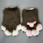 Fursuit Letenos Kailinės Letenos Su Cypsukais Mink&scaron;tas Pliu&scaron;as Fursuit Aksesuaras Vaikų Cosplay Gyvūno Pir&scaron;tinės &Scaron;ventės Kostiumo Rekvizitas One Size black
