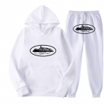 Unisex Dydžio Gatvės Stiliaus Džemperis su Gobtuvu ir Jogger Kelnės Rinkinys Laisvalaikio Sportinis Drabužis Ruduo Jaunimo Hip Hop Skeitbordas Small white