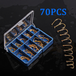 70 vnt. 10 dydžio kabliukai auksiniai metaliniai kabliukai su dėžute Karpių e&scaron;erių žvejyba 70pcs auksas