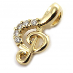 Les Tr&eacute;sors De Lily [M8754] - Pendentif Plaqu&eacute; Or 'Cl&eacute; de Sol' blanc