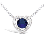 Les Tr&eacute;sors De Lily [N6827] - Collier Argent 'Love' saphir blanc (rhodi&eacute;) - 12x12 mm