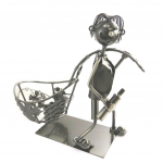 Les Tr&eacute;sors De Lily [M9895] - Porte-bouteille 'Sculpture m&eacute;tal' Vendangeur - 23. 5x11. 5x9. 5 cm