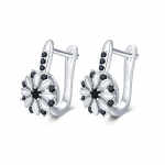 BLACK AWN Juoda akmens gėlė snaigės lanko auskarai moterims