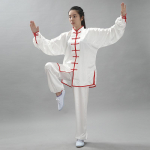 2 vnt. / rinkinys Unisex mygtukų mar&scaron;kinėliai laisvi vientisos spalvos kinų tradicinis tai chi kostiumas kung fu dėvėti vyri&scaron;ki drabužiai L balta/raudona