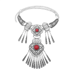 Vintažiniai &bdquo;Tassel Statement&ldquo; karoliai moterims Boho etninės geometrijos kri&scaron;tolo papuo&scaron;alai raudona