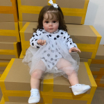 60 CM 3D dažų oda su venų mink&scaron;tu silikonu Puikus atgimęs lėlės žaislas mergaitei princesei mažyliui Bebe menininko kolekcija