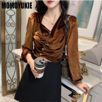 Eleganti&scaron;kos moteri&scaron;kos aksominės palaidinės, moteri&scaron;ki vir&scaron;ūnės, moteri&scaron;ki mar&scaron;kiniai, palaidinė, chemise femme, blusas, blusa feminina, vir&scaron;ūnė ilgomis rankovėmis, moteri&scaron;ka, mujer S auksas