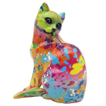 Les Tr&eacute;sors De Lily [A3846] - Figurine r&eacute;sine 'Chat' splash multicolore - 15x11x9 cm