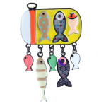Les Tr&eacute;sors De Lily [R6108] - Broche cr&eacute;ateur 'Lilipoupettes' (sardines- boite &agrave; sardines) jaune multicolore - 70x42 mm