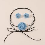 Blue Camellia Flower Stud Ear karoliai nuotakos papuo&scaron;alų rinkiniai Vestuvių Prancūzija Suvarstomi raktikaulio karoliai Auskarai perlų papuo&scaron;alai moterims
