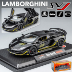 1/24 Scale Lambo Aventador SVJ63 Diecast automobilių modelio žaislas, i&scaron;traukiama žaislinė transporto priemonė su garsu ir &scaron;viesa vaikams, mažiems berniukams, mergaitėms, dovanų kolekcija 1/24-21.5x9.8x5cm