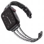 Grandininis Bling Diamonds dirželis Apple laikrodžio apyrankei 49 mm 45 mm 44 mm 40 mm 38 42 mm 41 mm plieninė sportinė apyrankė, skirta IWatch serijai 8 7 6 Se 5 4 3 38/40/41mm juoda
