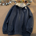 Deeptown vintažinės striukės, moteri&scaron;kos negabaritinės japoni&scaron;kos mados Harajuku vėjo striukė Y2k gatvės apranga korėjieti&scaron;ki paltai, rudens tendencijos hipis M tamsiai mėlyna spalva