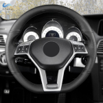 Skirta Mercedes Benz A45 AMG W176 C63 W204 CLA C117 CLS S-Model 2011-2016 Hand Braid automobilio vairo dangčio odinė apdaila gray