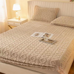 3 vnt. koralų vilnos paklodė, pieno vilnos vilnos paklodė Winter Plus vilnos flanelinė žiemos apsauginė lovatiesė pagalvės užvalkalas 120*200cm 2pcs chaki