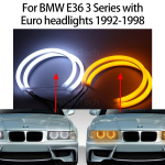 Switchback Cotton Light LED Angel Eye Dual White Gintaras, skirtas BMW E36 3 serijai su euro priekiniais žibintais