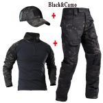Taktinė kamufliažinė uniforma karinės armijos treniruočių kostiumai Airsoft koviniai mar&scaron;kinėliai + kelnės Medžioklės drabužiai Dažasvydžio snaiperio apranga su taktine kepure M