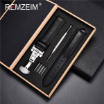 18 mm 20 mm 22 mm 24 mm natūralios odos laikrodžio apyrankė juoda ruda mink&scaron;ta blauzdos odos laikrodžio dirželis Automatinis drugelio užsegimas su dėžute 24mm