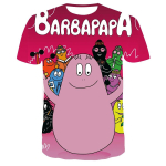 Vaiki&scaron;ki vasariniai animaciniai mar&scaron;kinėliai trumpomis rankovėmis su 3D Barbapapa atspaudu, kasdieniai, kvėpuojantys, mergaitėms, gražūs vaiki&scaron;ki drabužiai 110