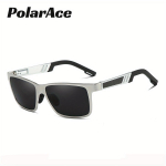 PolarAce Unisex poliarizuoto aliuminio-magnio rėmo vairavimo akiniai nuo saulės, UV400 sidabro pilka spalva