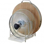 Nerūdijančio plieno puodo dangčio laikiklis Modernus, tvirtas, daugiafunkcis stalvir&scaron;is pjaustymo lentų pjaustytuvas laikymo lentynos organizatorius virtuvė D