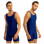 Vientisas vyri&scaron;kas sportinis kombinezonas Slim Fit gimnastikos triko, elastingas kombinezonas, bokseris XXL tamsiai mėlyna spalva