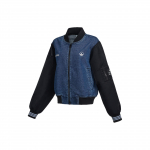 Adidas Originals Trefoil Varsity striukė su patchwork logotipu ir užtrauktuku Moteri&scaron;kos striukės mėlyna HL9069 M