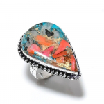 Natural Spiny Oyster Gemstone Handmade 925 Sterling Silver Ring Size 9 e7r58