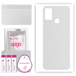 apgo Protective Skin Sticker for the back compatible with Tecno Spark 6 Air, Wrap Film, Foil, Vinyl - Pattern Transparent Carbon