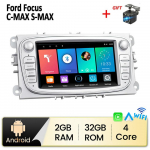 Carplay Auto Radio Android 2 DIN Automobilinis multimedijos vaizdo grotuvas skirtas Ford Focus Mondeo C-MAX S-MAX Galaxy II Kuga 7 HD Screen Mirror Link GPS 2+32GB 2+32GB