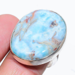 Caribbean Larimar Gemstone 925 Sterling Silver Jewelry Ring Size 9.5 q3t70