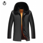 Naujo stiliaus kailinė apykaklė odinis paltas aukso audinės plius aksominis atvartas nuimamas odinis &scaron;varkas paltas natūrali oda vyri&scaron;ki drabužiai 60