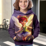 Mergaičių 3D animacinių filmų megztinis su gobtuvu, megztinis ilgomis rankovėmis, 3D spausdinimas rudenį, žiema, aktyvi mada, miela poliesterio vaikams nuo 3 iki 12 m. 100CM