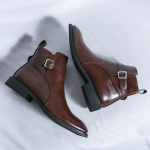 Auk&scaron;ti Martin Boots Smailūs sprogstamieji trumpi batai Chelsea Boots Vyri&scaron;ki briti&scaron;ki odiniai batai su užtrauktuku 43 ruda