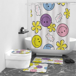 &bdquo;Graffiti Smiley&ldquo; skaitmeninis spausdinimas du&scaron;o užuolaidos, blokuojančios vandeniui atsparios užuolaidos vonios kambariui W90cm*L180cm