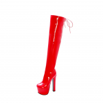 Moteri&scaron;ki batai vir&scaron; kelių Seksualūs 17 cm auk&scaron;takulniai raudoni lakinės odos ilgaauliai moteri&scaron;ki žieminiai juodi batai 44 red
